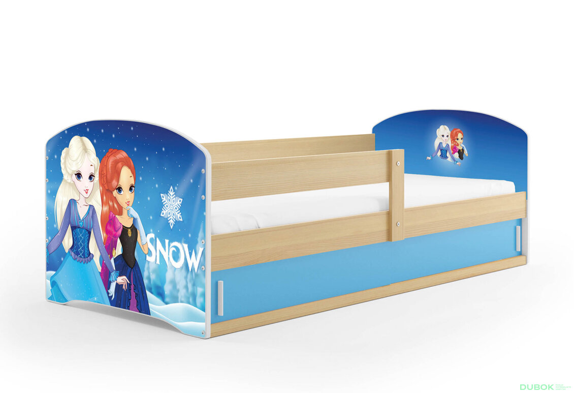 Postel Luki 1 borovice Frozen 80x160 cm s roštem, matrací
