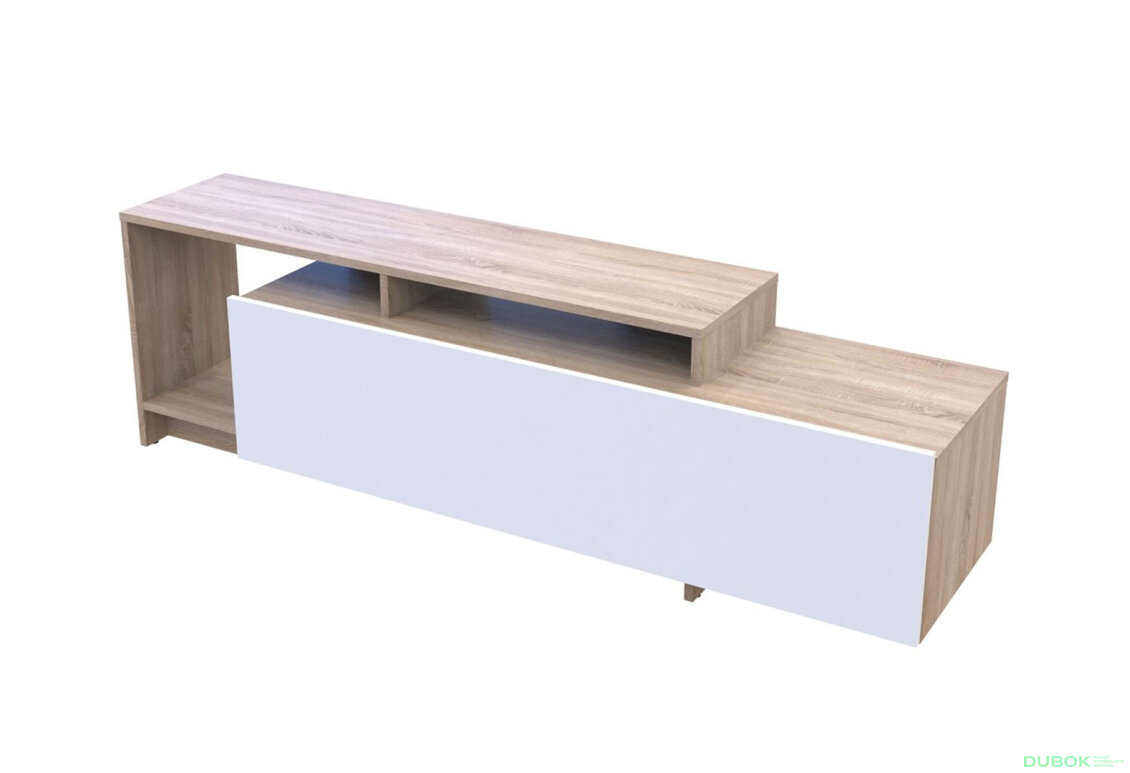Obrázek 5 - TV stolek U2 dub sonoma / bílý dřevotříska 160x38x48