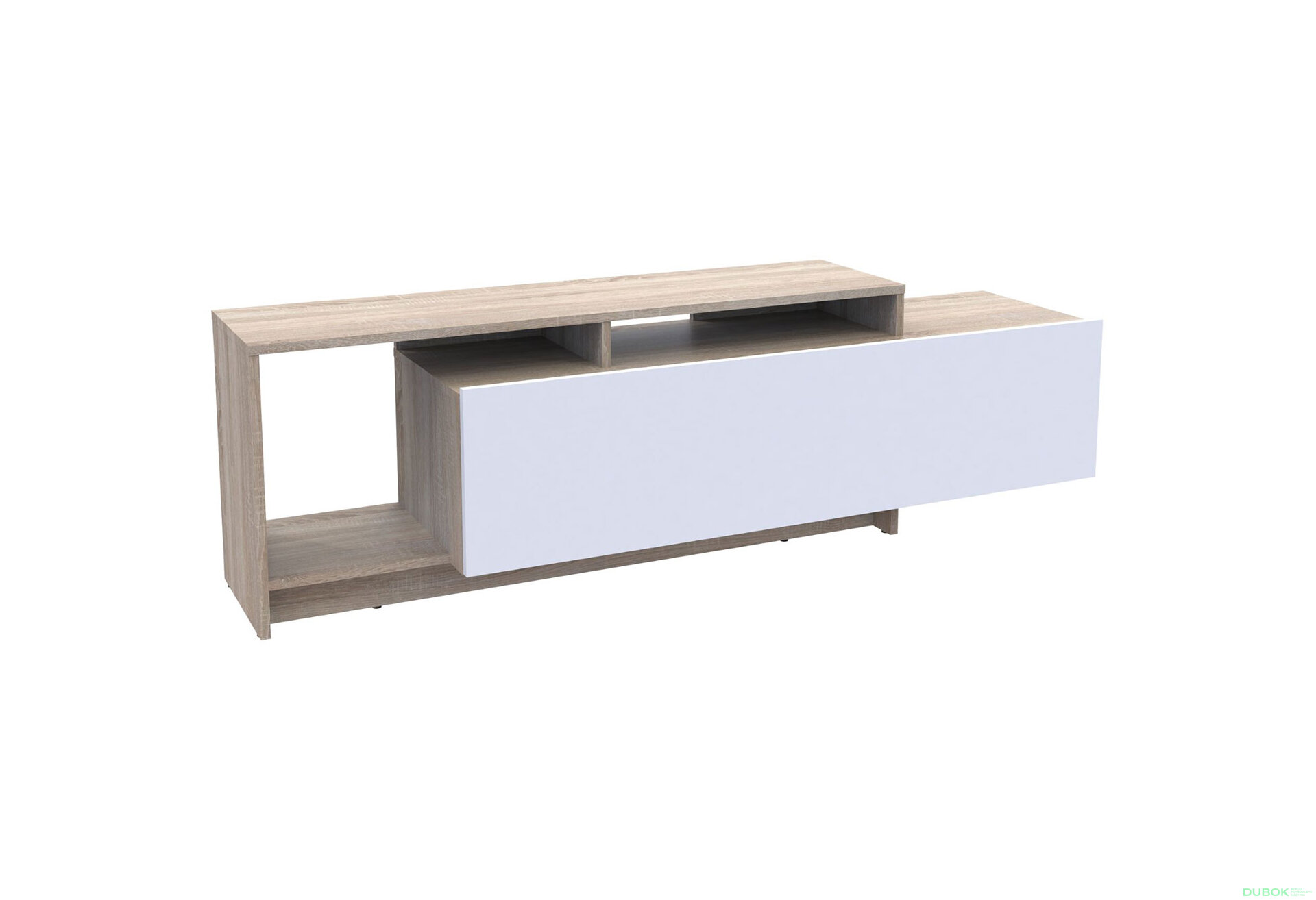 Obrázek 6 - TV stolek U2 dub sonoma / bílý dřevotříska 160x38x48