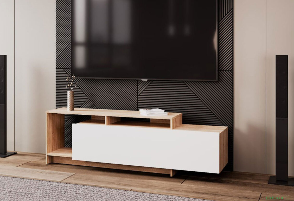Obrázek 2 - TV stolek U2 dub sonoma / bílý dřevotříska 160x38x48