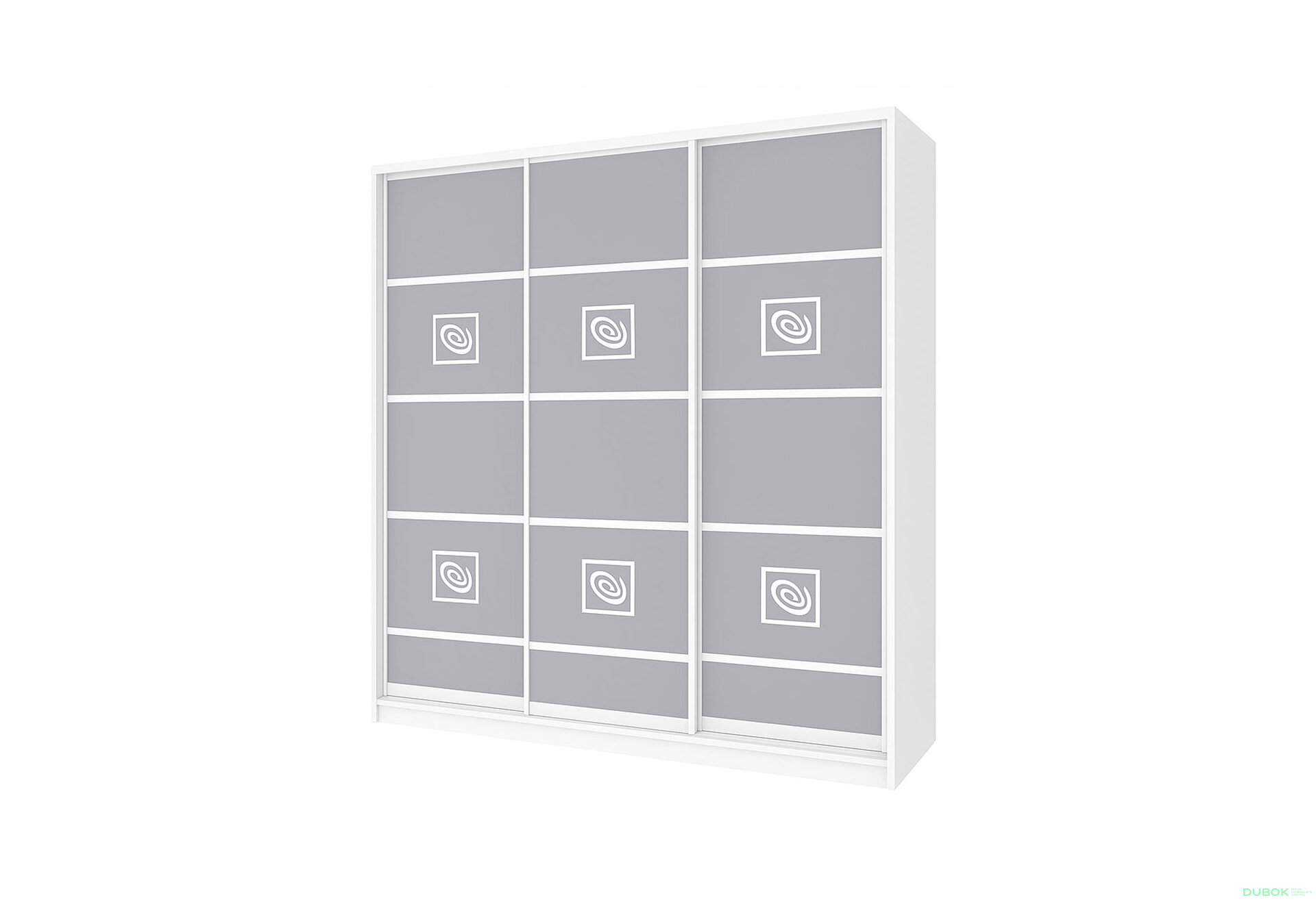 Obrázek 1 - Skříň Rim-Veneziano 3D 2.0 m s uměleckým matováním na zrcadle 0378, bílá