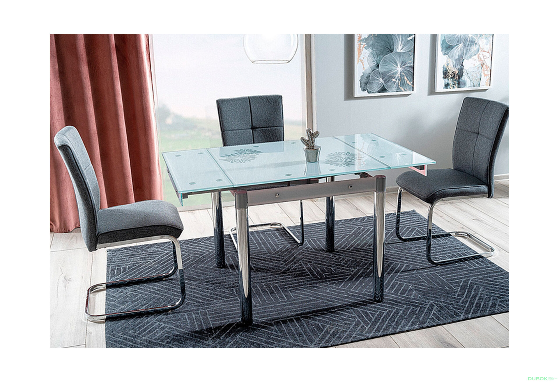 Obrázek 5 - Stůl GD-082 80(131)x80 bílý / chrom