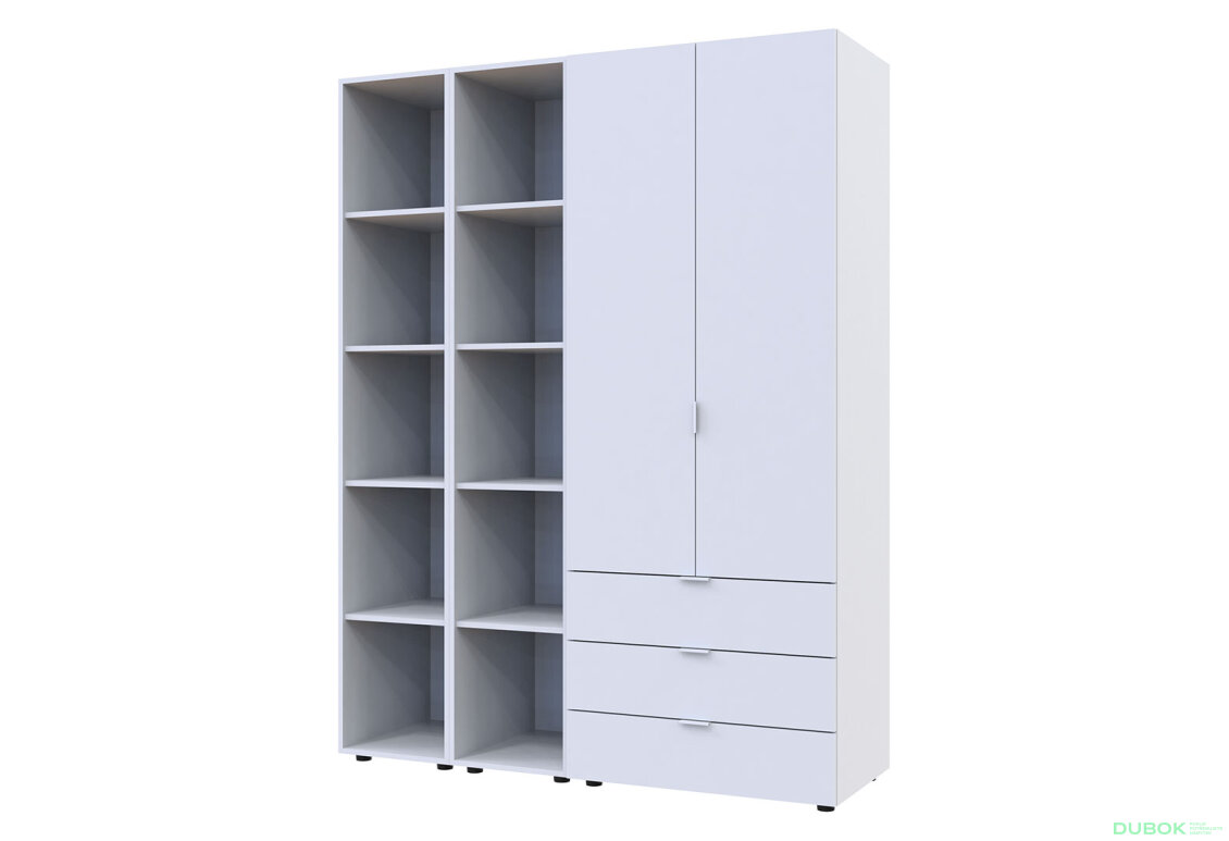 Obrázek 5 - Skříň dvoudveřová se 2 regály Gelar 153.9 cm Bílá