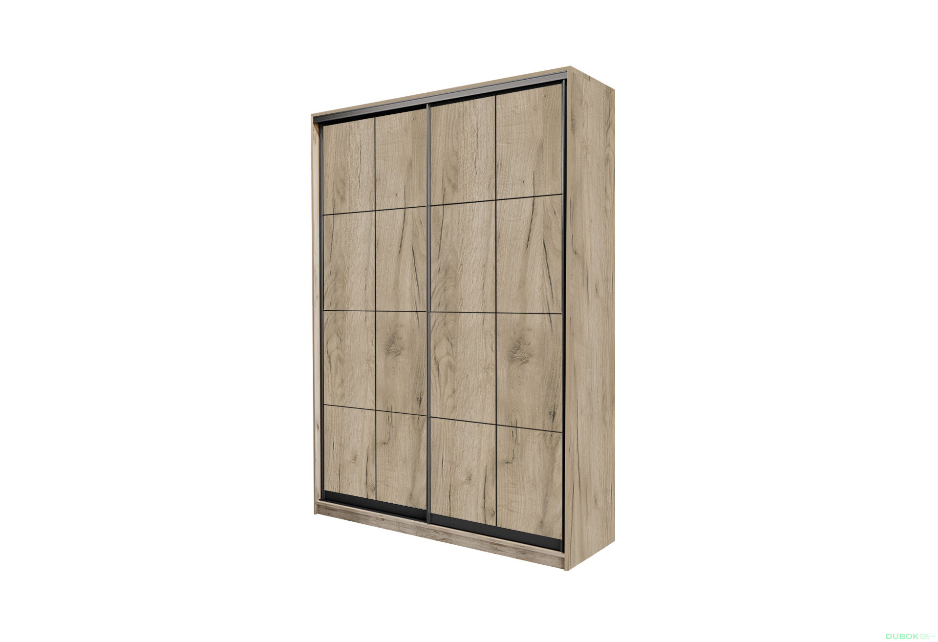 Obrázek 1 - Skříň 2D Loft 1200x2400x600, 2 DTD Lines BL, Dub kraft šedý
