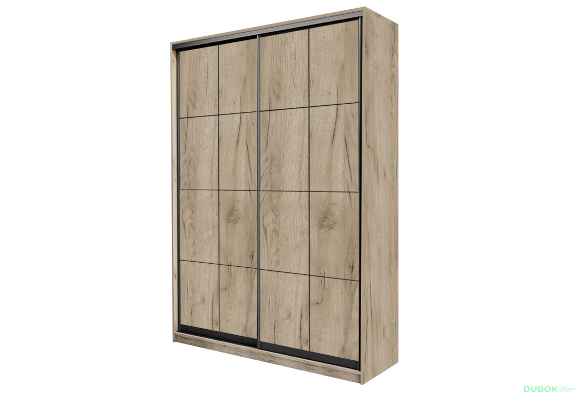 Skříň 2D Loft 1200x2400x600, 2 DTD Lines BL, Dub kraft šedý