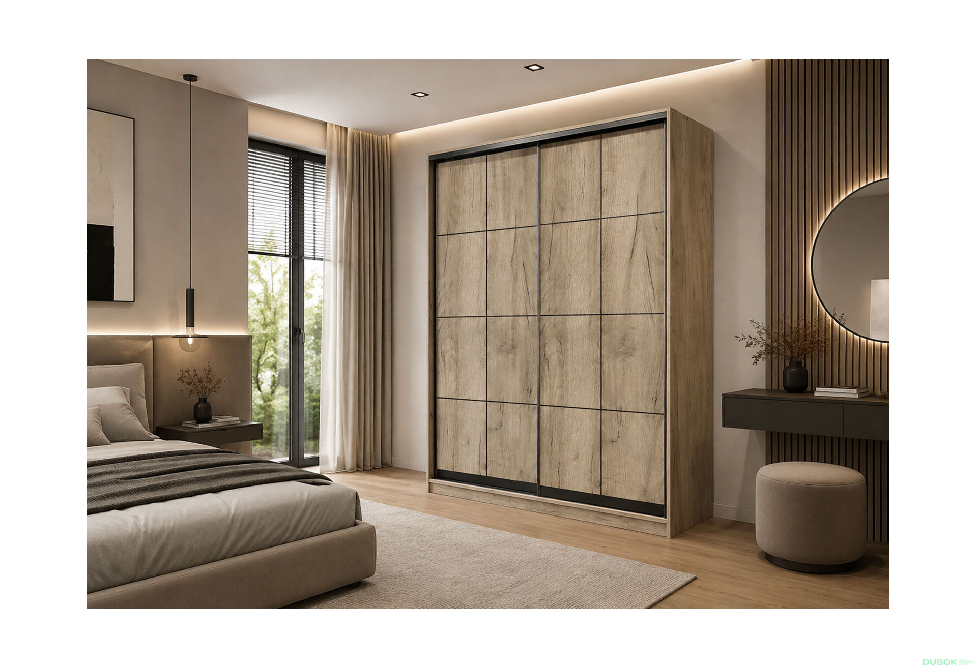 Obrázek 2 - Skříň 2D Loft 1200x2400x600, 2 DTD Lines BL, Dub kraft šedý