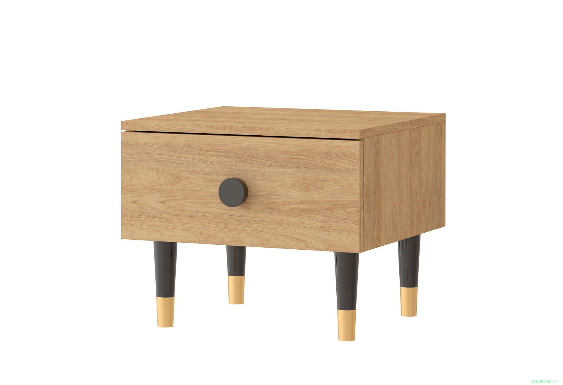 Obrázek 1 - Noční stolek Lux hickory přírodní + černá Idczak meble