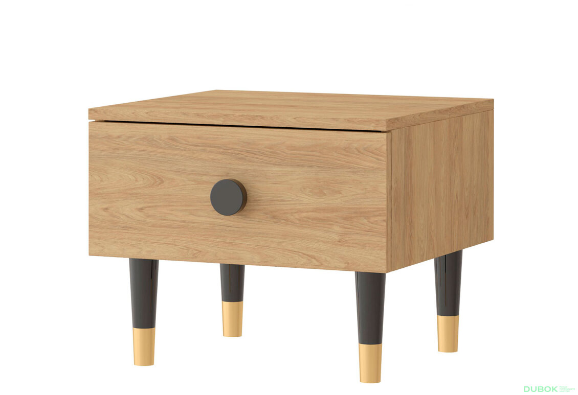 Noční stolek Lux hickory přírodní + černá Idczak meble