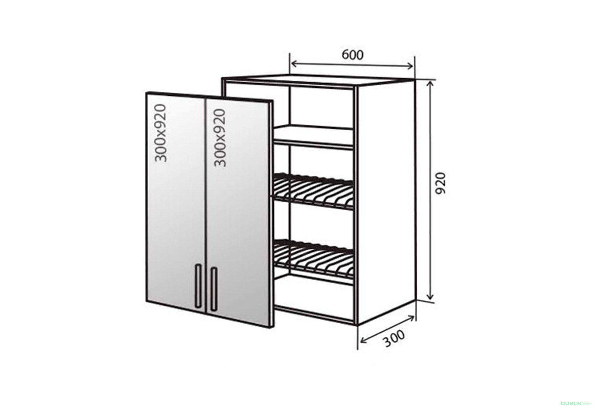 Obrázek 1 - V47 Skříňka 2D 60 Sušák Vitrina AL Flet Lux