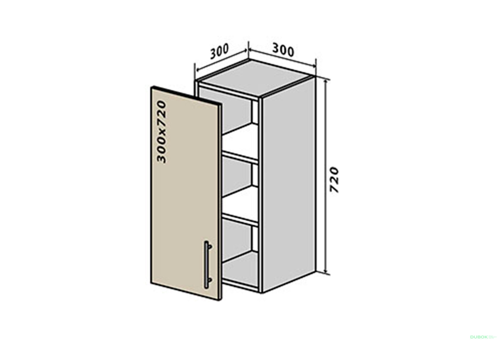 Obrázek 1 - B2 Skříňka 1D 30 Rhodos Lux