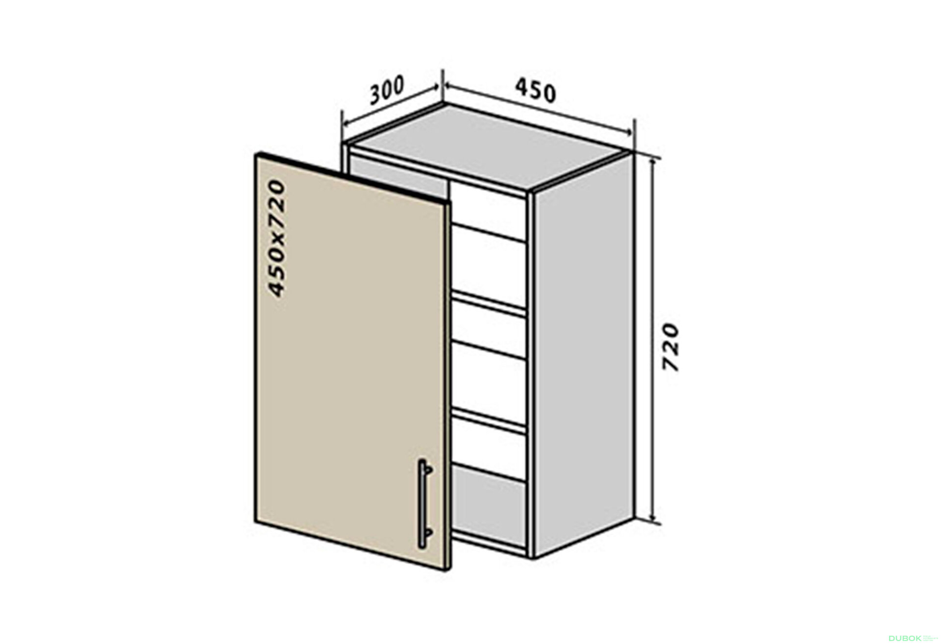 Obrázek 1 - V4 Skříňka 1D 45 Rhodos Lux