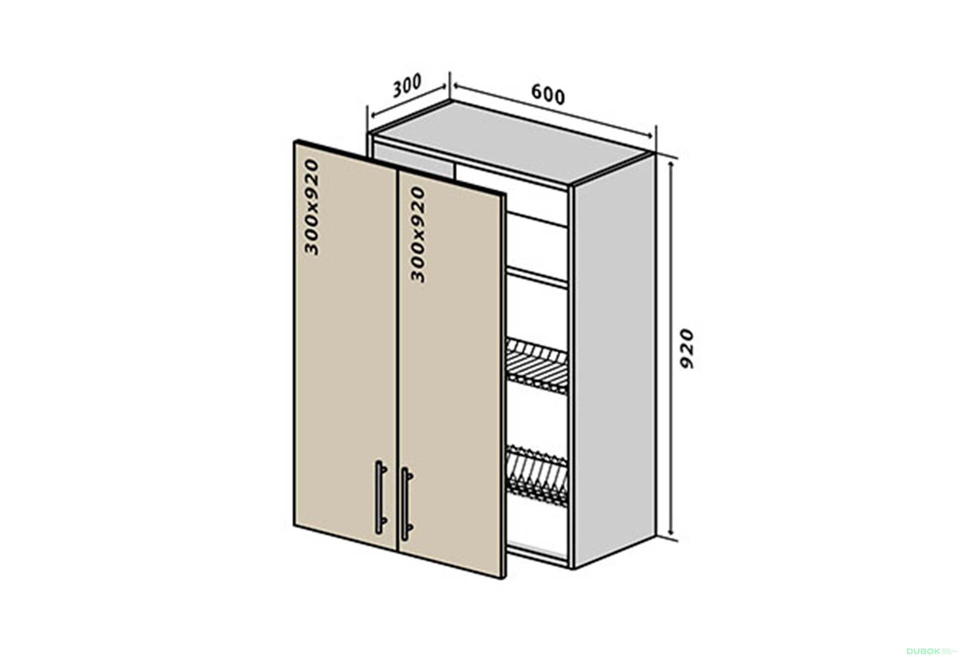 Obrázek 1 - V47 Skříňka 2D 60 Sušák Rhodos Lux