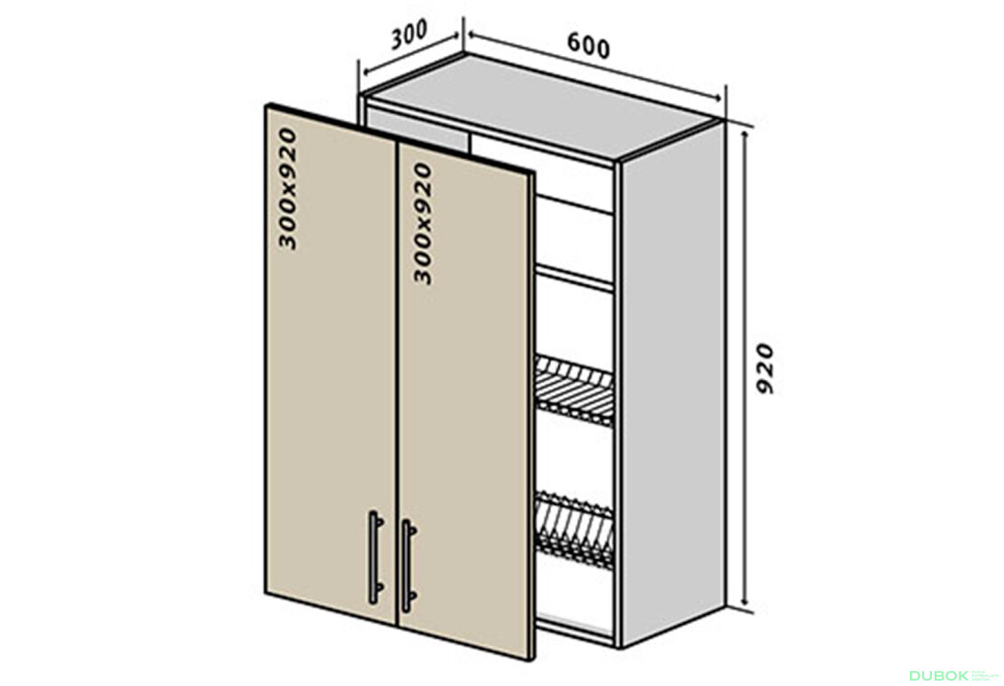 V47 Skříňka 2D 60 Sušák Rhodos Lux