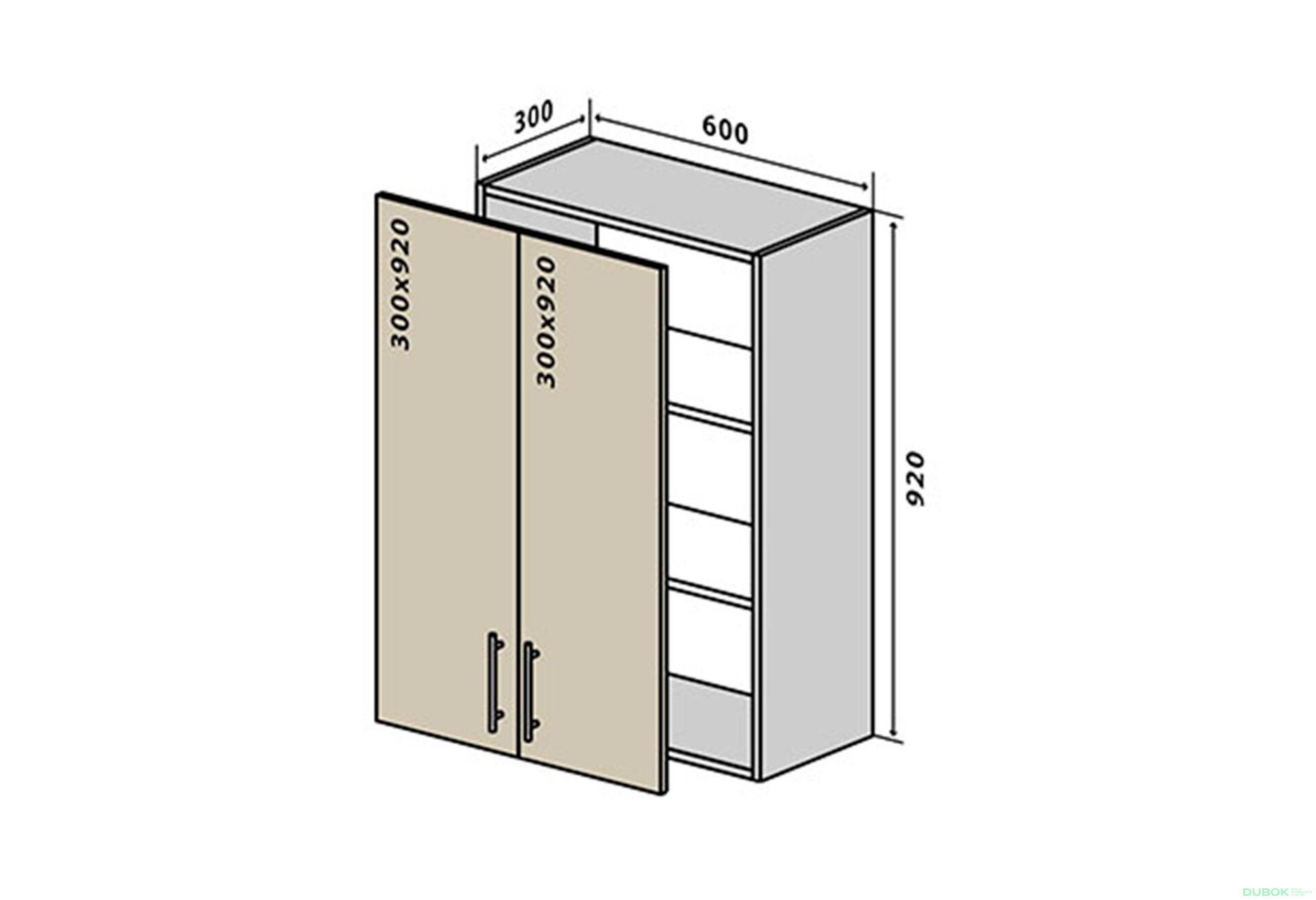 Obrázek 1 - V46 Skříňka 2D 60 Rhodos Lux
