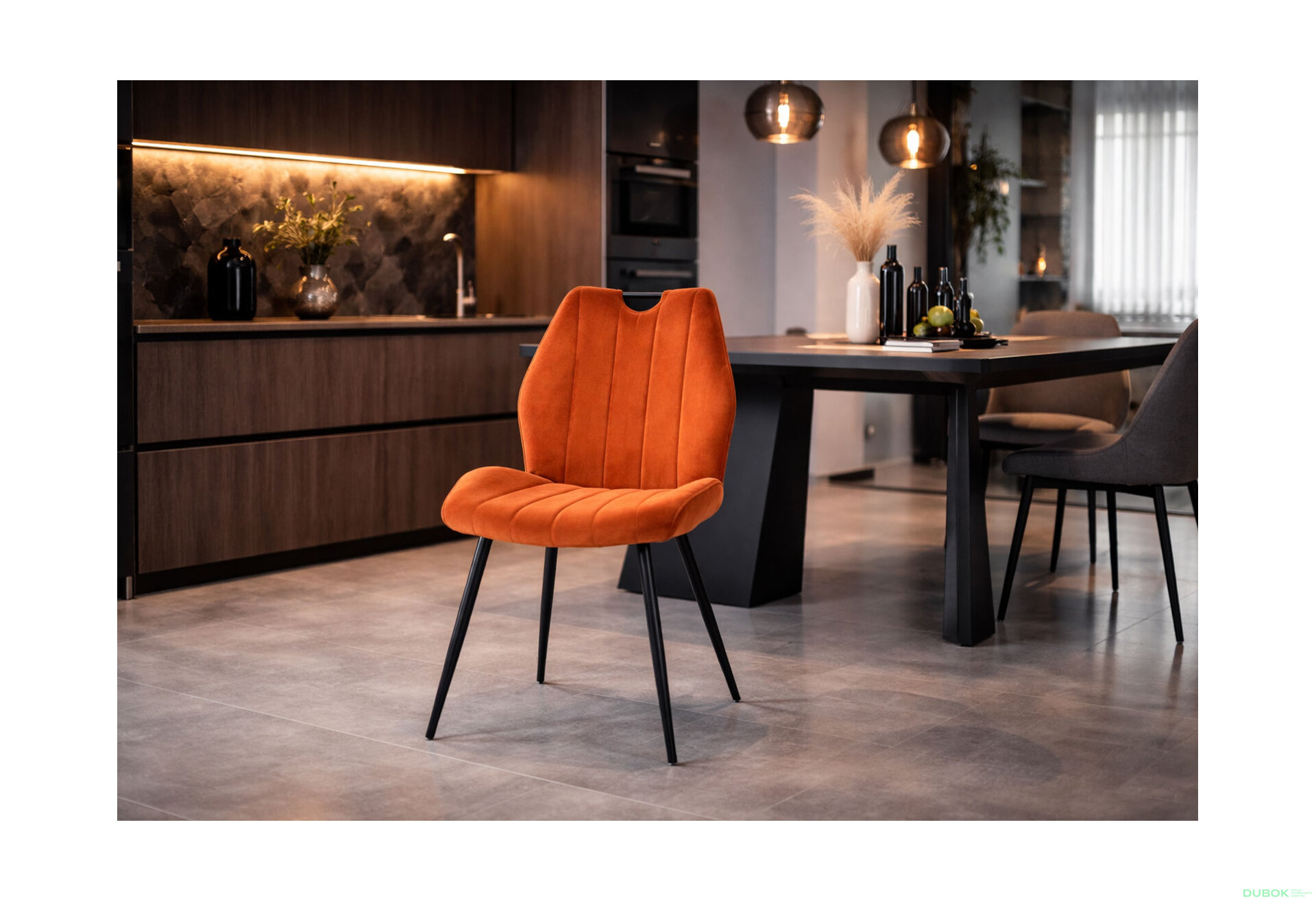 Obrázek 2 - Židle Arco Velvet skořice Bluvel 4215, matná černá kov