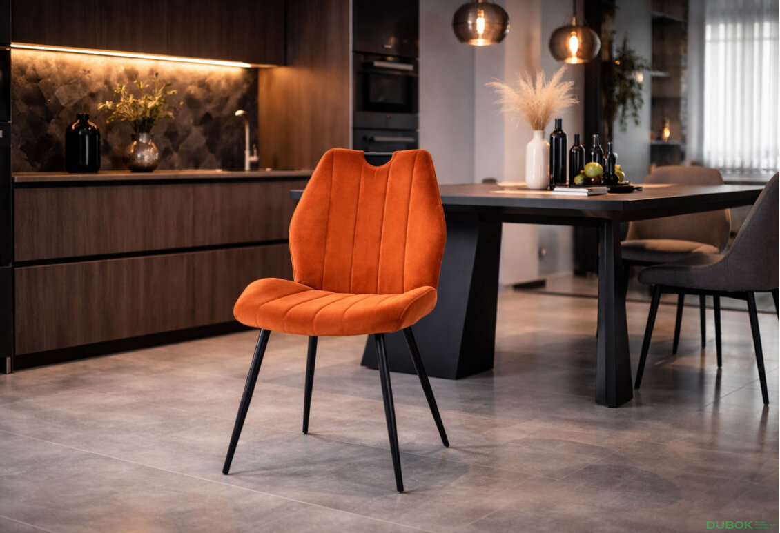 Obrázek 2 - Židle Arco Velvet skořice Bluvel 4215, matná černá kov