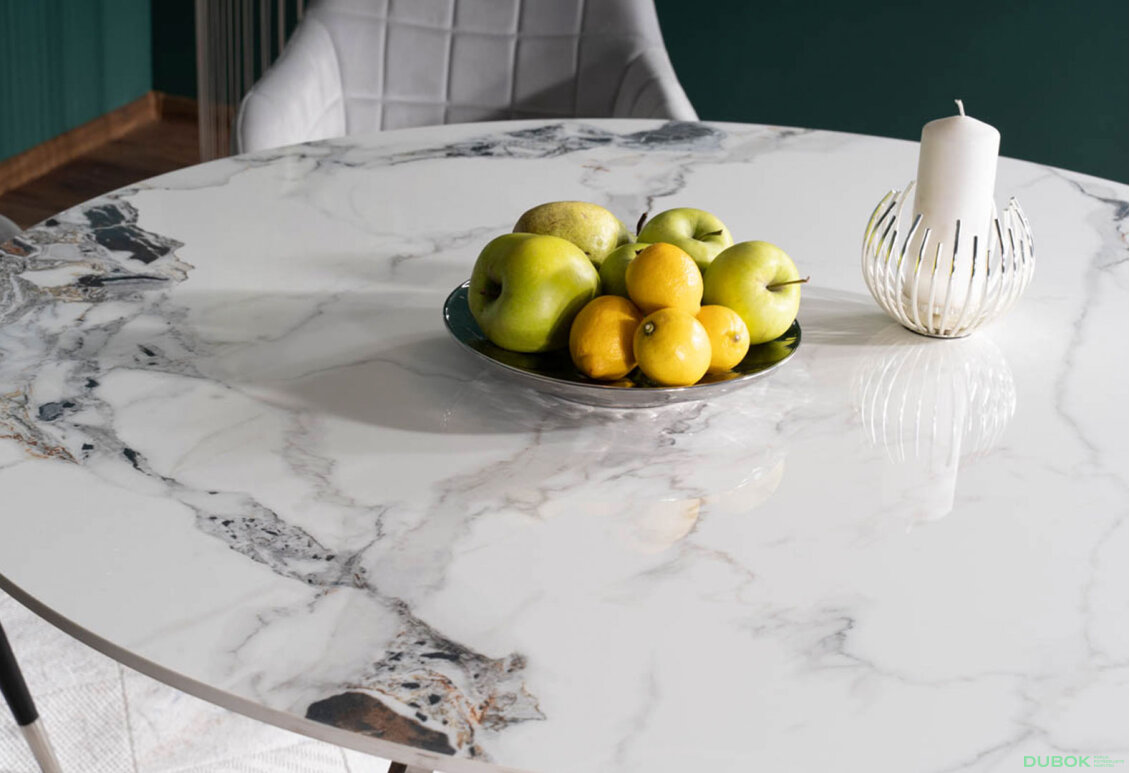 Obrázek 3 - Stůl Murano 120 biały + 4 židle Nuxe Velvet světle šedý Bluvel 03
