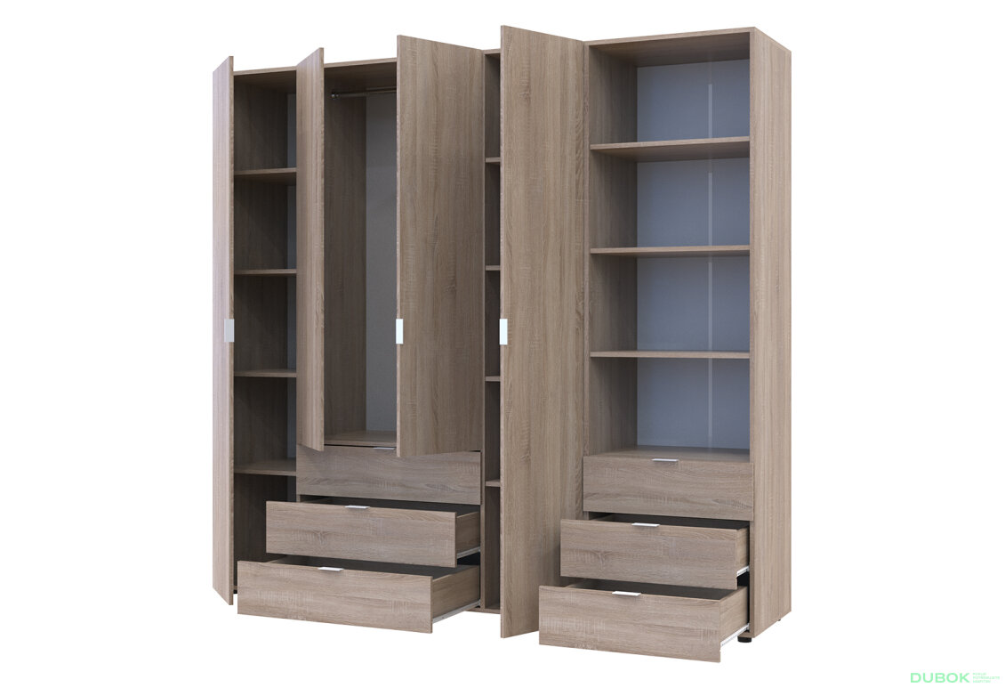 Obrázek 2 - Skříň 4D s regálem se zásuvkami Gelar 215 cm dub sonoma
