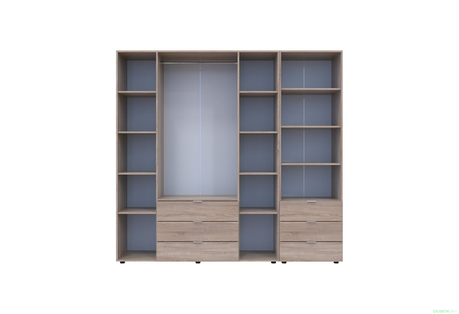Obrázek 5 - Skříň 4D s regálem se zásuvkami Gelar 215 cm dub sonoma