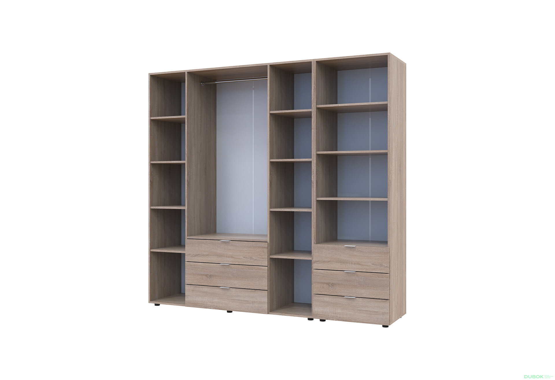 Obrázek 6 - Skříň 4D s regálem se zásuvkami Gelar 215 cm dub sonoma