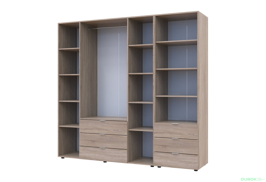 Obrázek 6 - Skříň 4D s regálem se zásuvkami Gelar 215 cm dub sonoma