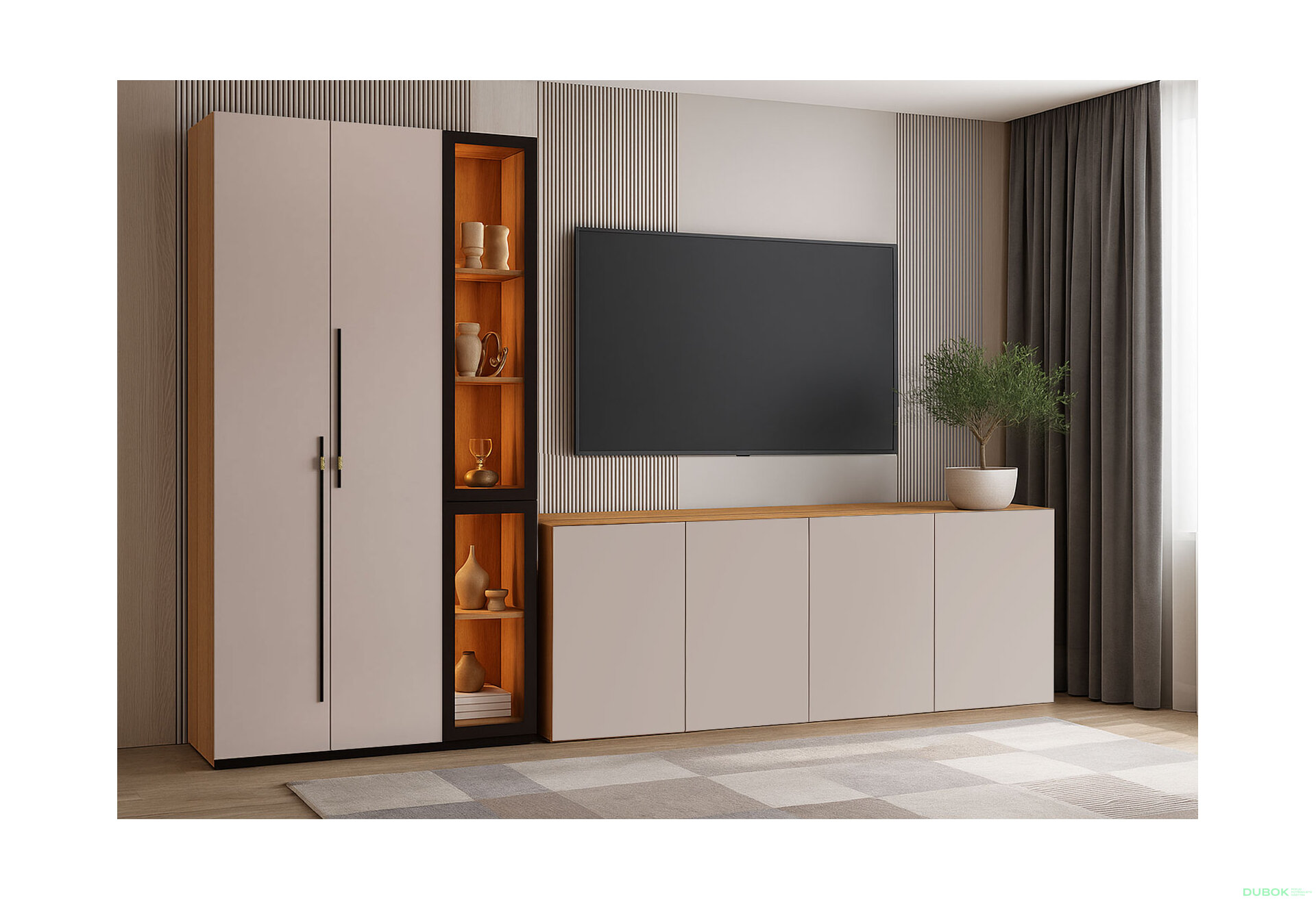 Obrázek 1 - Obývací sestava 280 cm s komodami dub appalačský / kašmír Space
