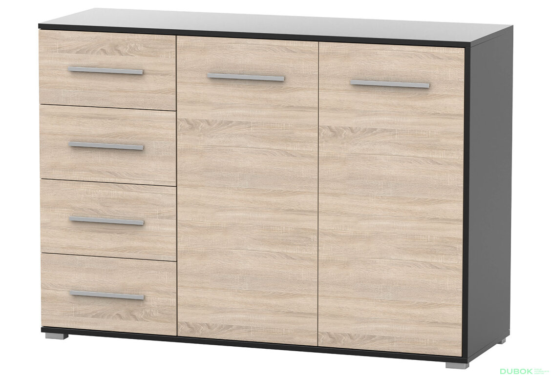 Obrázek 2 - Komoda Frida 01 135 2D4S černá / dub sonoma