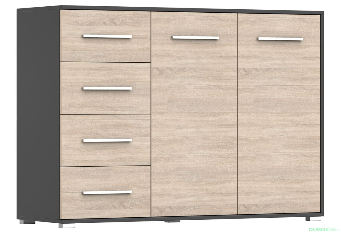 Obrázek 4 - Komoda Frida 01 135 2D4S černá / dub sonoma