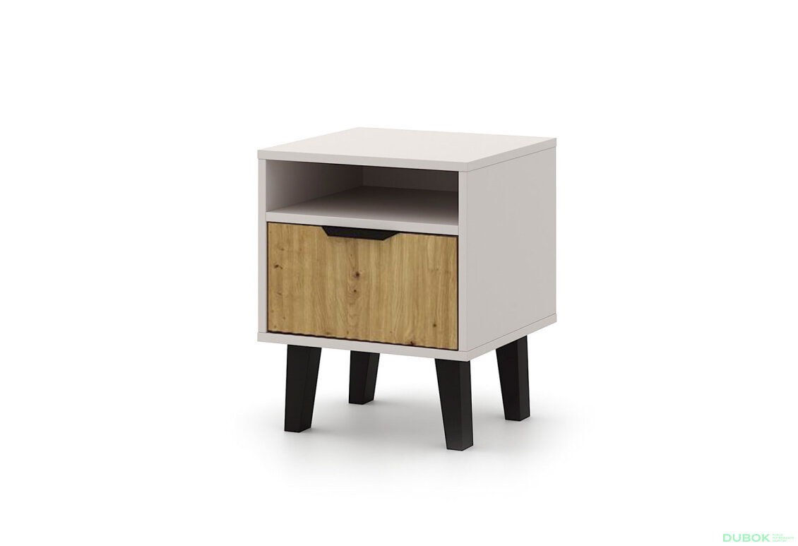 Noční stolek Borg Duo 1S kašmír / dub artisan