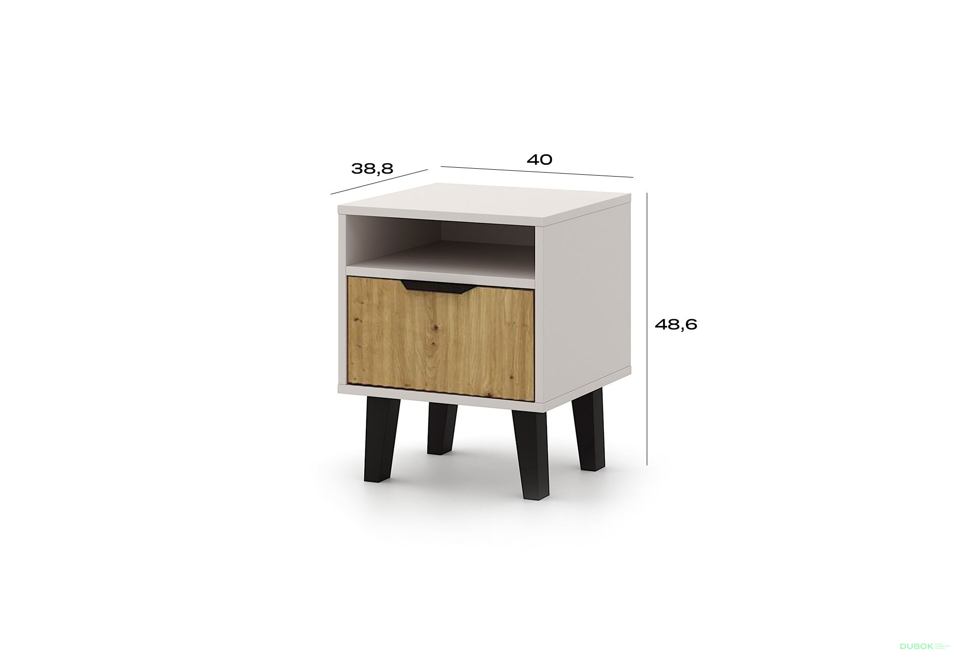 Obrázek 4 - Noční stolek Borg Duo 1S kašmír / dub artisan