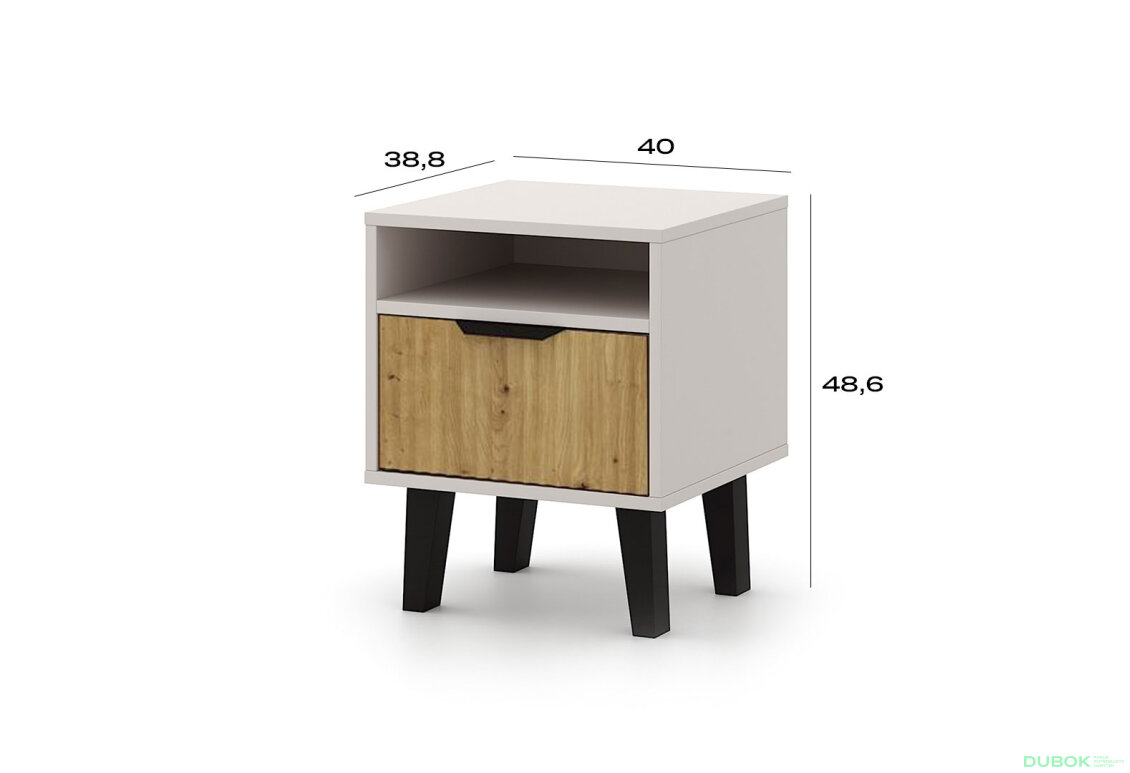 Obrázek 4 - Noční stolek Borg Duo 1S kašmír / dub artisan