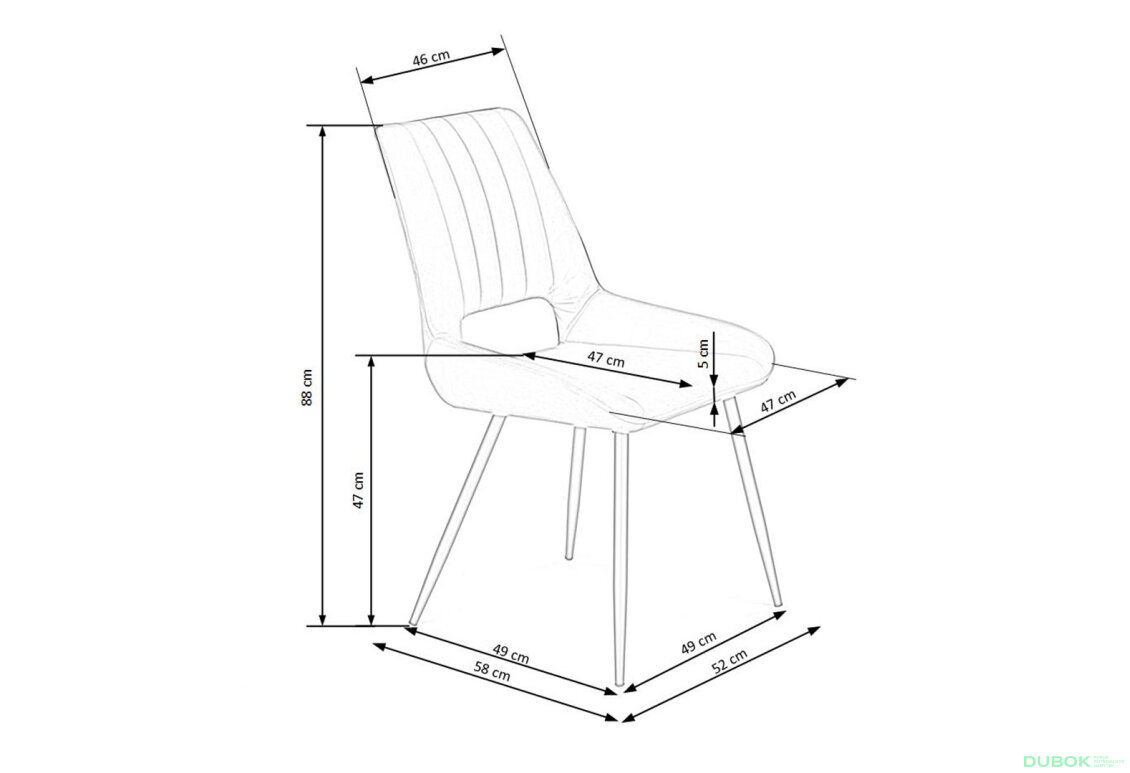 Obrázek 11 - Židle K404 černý kov / látka tmavozelený