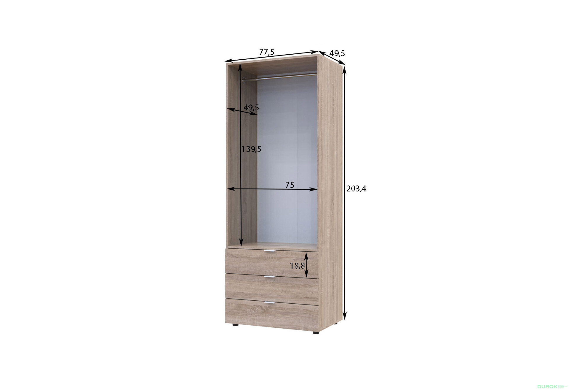 Obrázek 4 - Skříň dvoudveřová Gelar 77.5 cm Dub sonoma