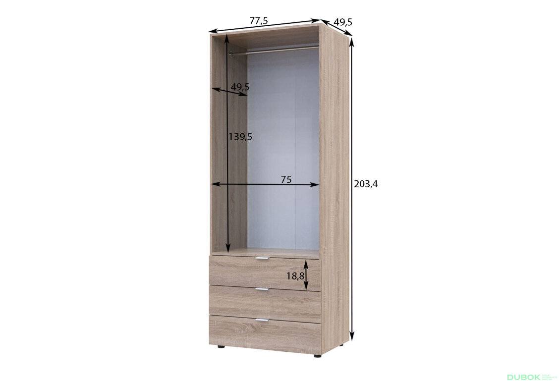 Obrázek 4 - Skříň dvoudveřová Gelar 77.5 cm Dub sonoma