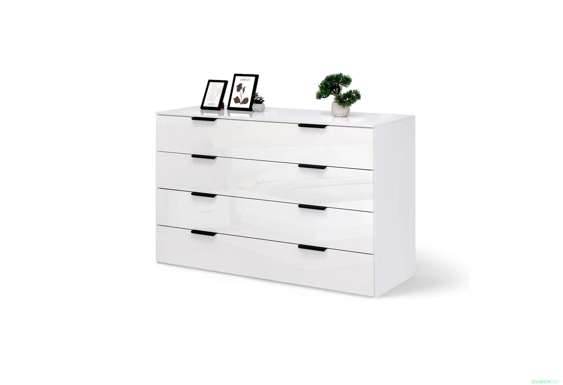 Obrázek 2 - Komoda 4š, bílý lesk Mila