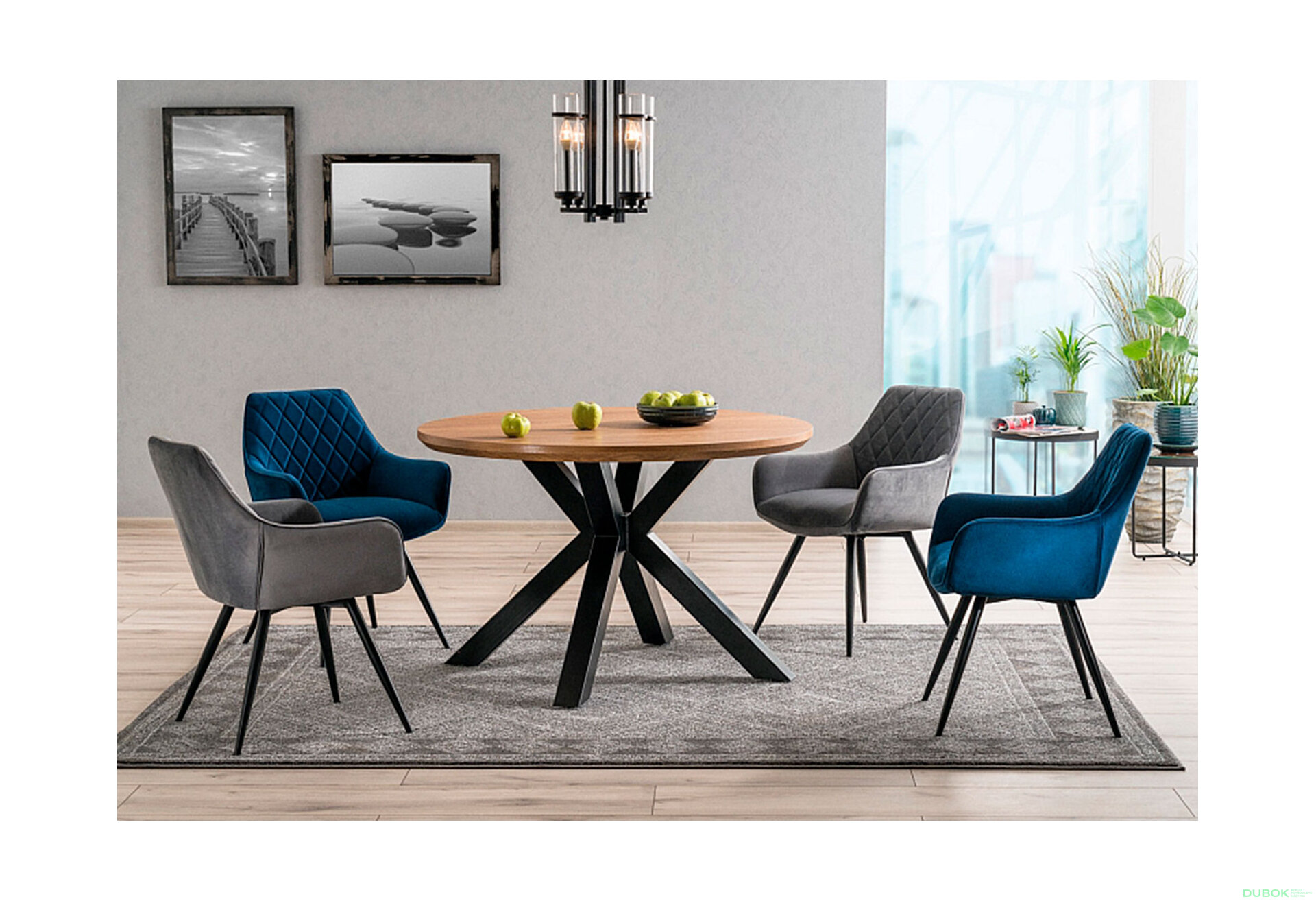 Obrázek 4 - Židle Linea Velvet tmavě modrá Bluvel 86, kov černá matná