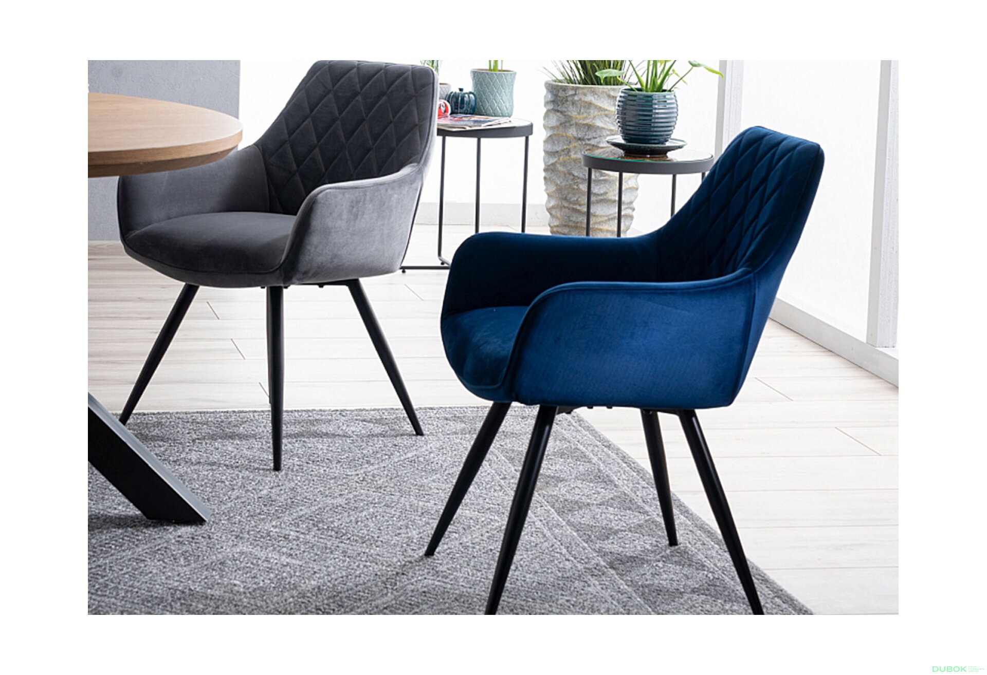 Obrázek 6 - Židle Linea Velvet tmavě modrá Bluvel 86, kov černá matná