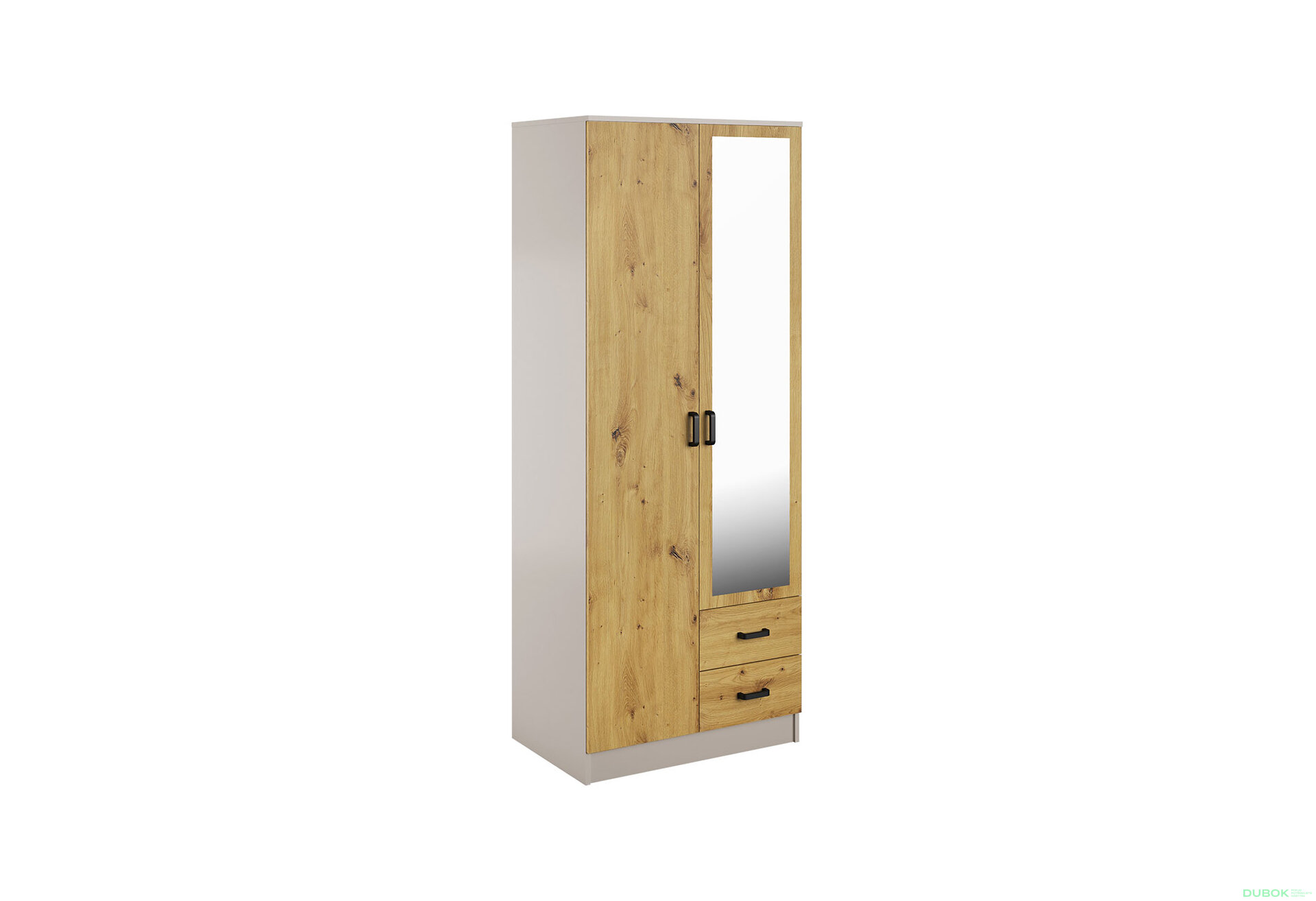 Obrázek 1 - Skříň se zrcadlem 2D2S kašmír / dub artisan Kami