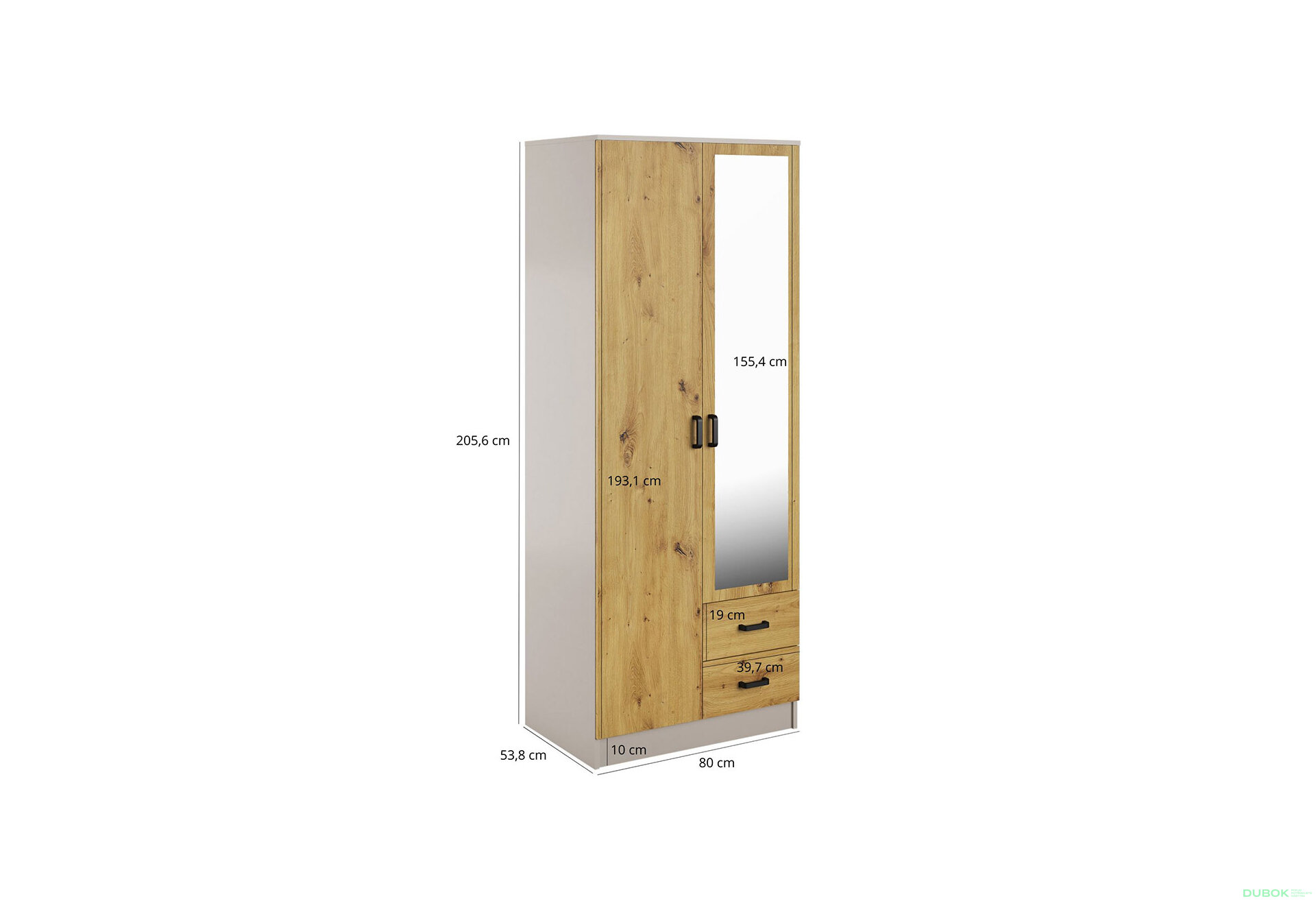 Obrázek 2 - Skříň se zrcadlem 2D2S kašmír / dub artisan Kami
