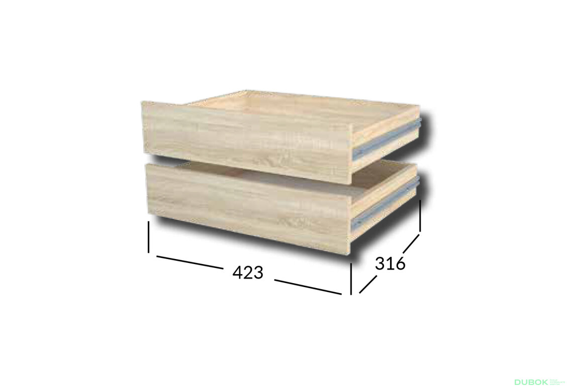 Komplet zásuvek Praktik L430, hloubka 450 mm, 2 ks, dekor Artwood světlý