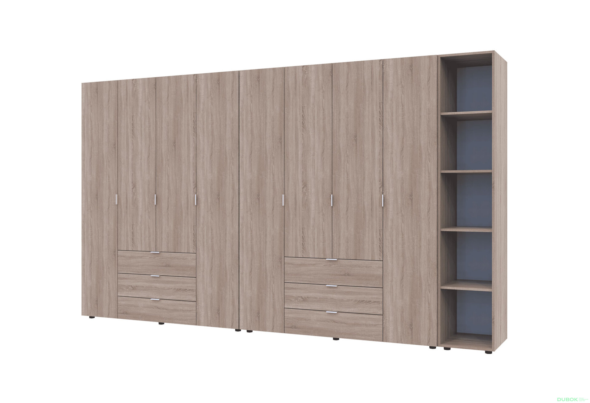 Obrázek 1 - Skříň osmidveřová s regálem Gelar 348.2 cm Dub sonoma