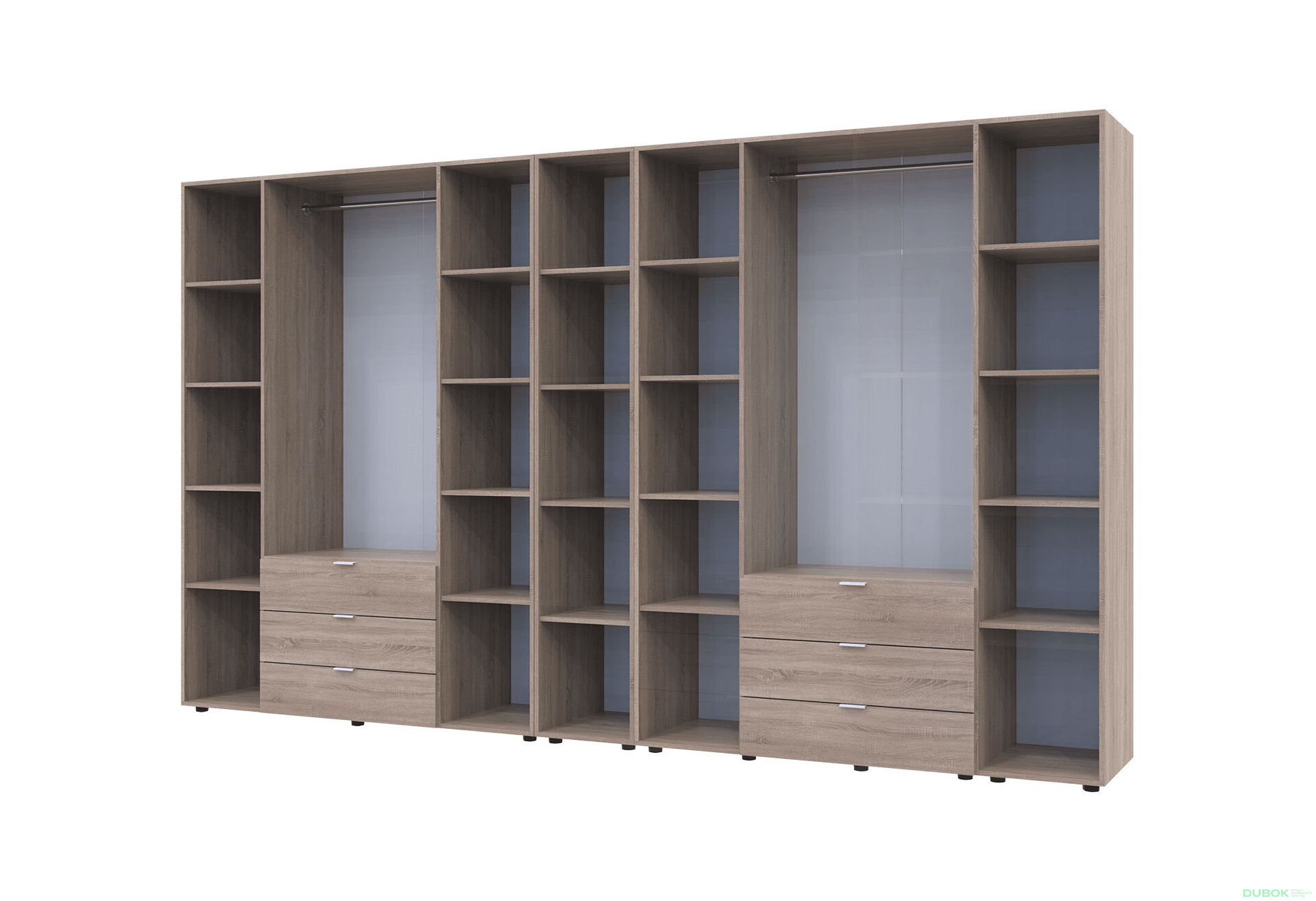 Obrázek 5 - Skříň osmidveřová s regálem Gelar 348.2 cm Dub sonoma