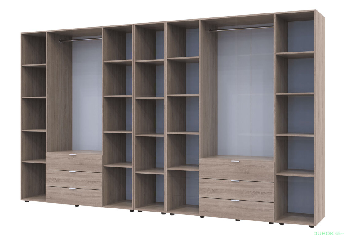 Obrázek 5 - Skříň osmidveřová s regálem Gelar 348.2 cm Dub sonoma