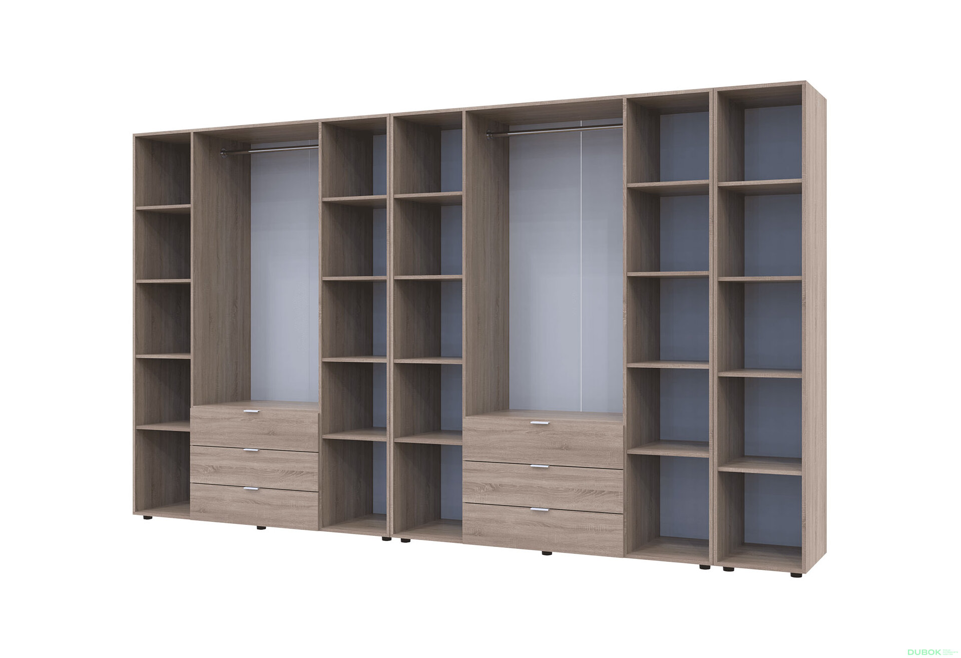 Obrázek 6 - Skříň osmidveřová s regálem Gelar 348.2 cm Dub sonoma