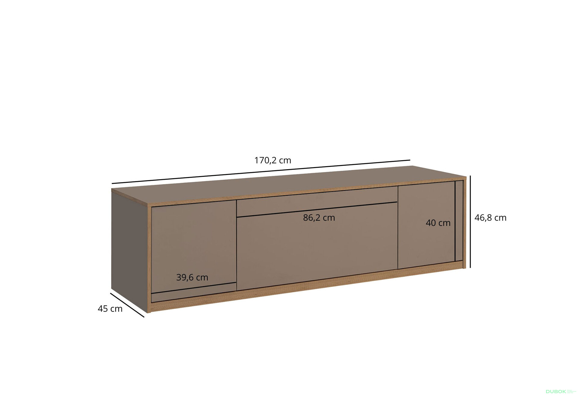 Obrázek 5 - TV stolek 2d1k šedý kubanit Complex