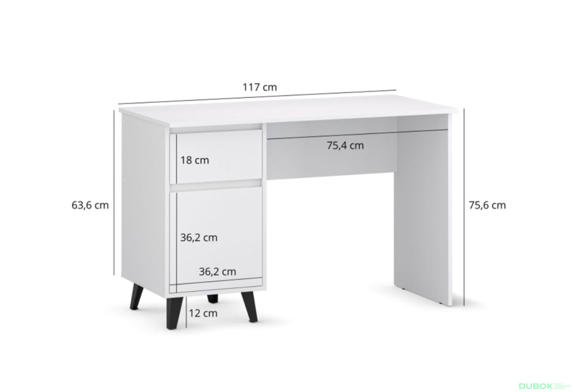 Obrázek 6 - Psací stůl BORG 1d1s/120 bílý