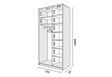 Obrázek 2 - Skříň 2D Loft 1200x600x2400, DTD + zrcadlo, Lines BL, Dub kraft šedý Vystavený kus