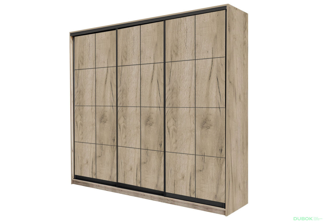 Skříň 3D W Loft 1800x600x2400, 3 DTD Lines BL, Dub kraft šedý