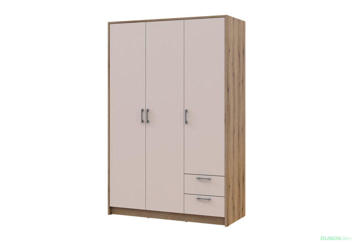 Skříň Rondi 3D dub artisan / kašmír 121x52x195