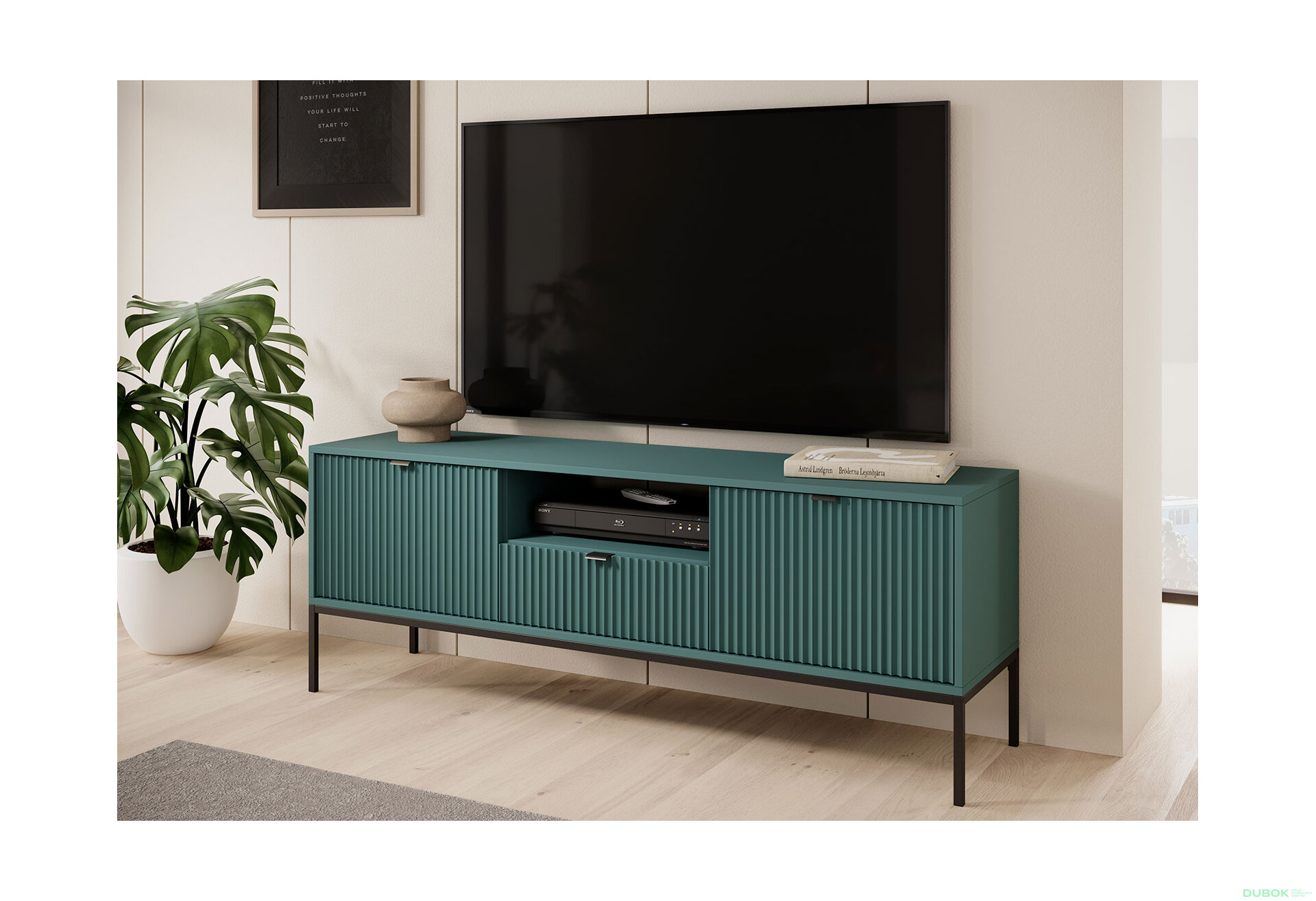 Obrázek 4 - TV stolek RTV154 zelený Nova Černé nohy / černé úchytky